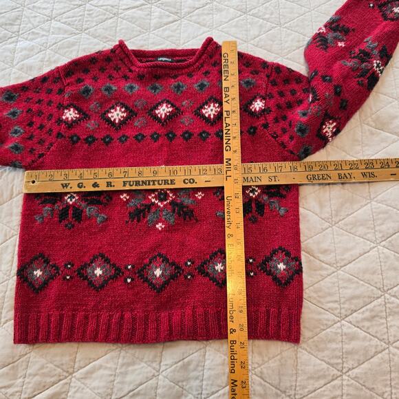Vintage Tangents Festive Sweater Womens S Red Gray Snowflake Winter Wardrobe - Picture 7 of 8